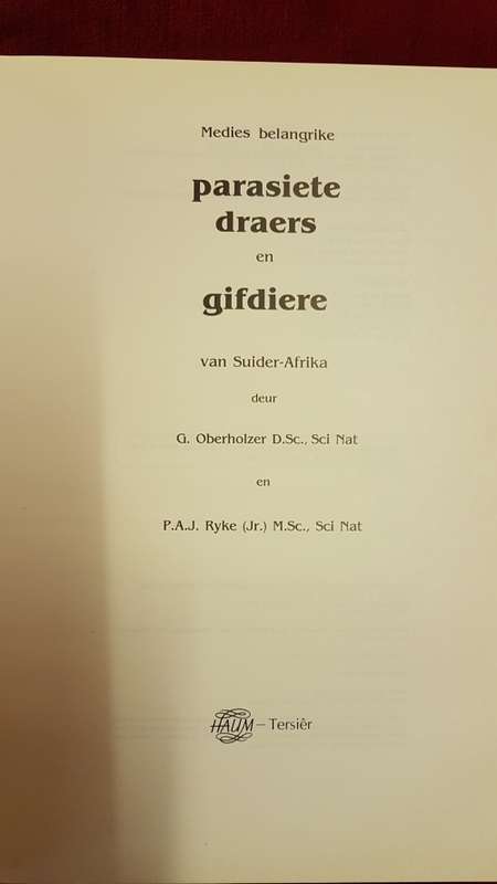 Medies belangrike PARASIETE DRAERS en GIFDIERE van Suider Afrika