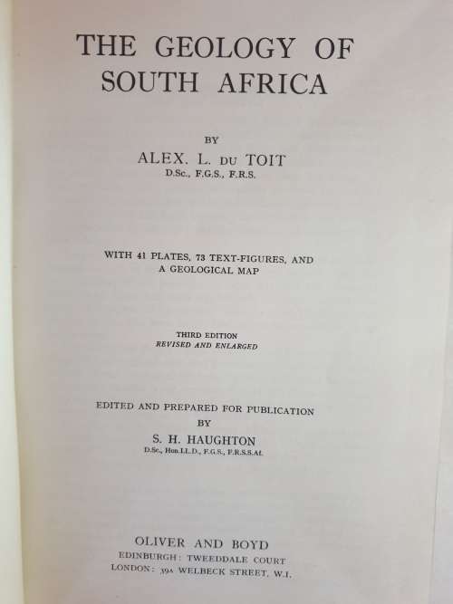 GEOLOGY OF SOUTH AFRICA  -  Alex. L. Du Toit