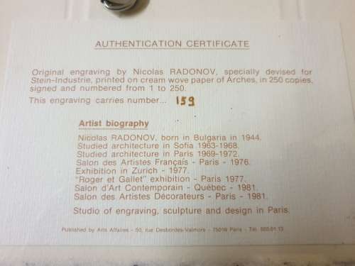 Nicolas Radonov - Ltd Ed 153/250. SIGNED, Original Engraving,