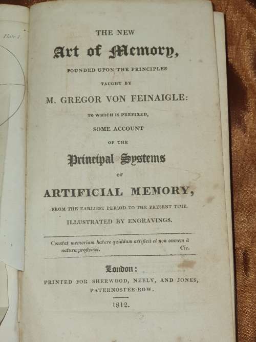 1st Ed 1812 - The New Art of Memory by M. Gregor von Feinaigle