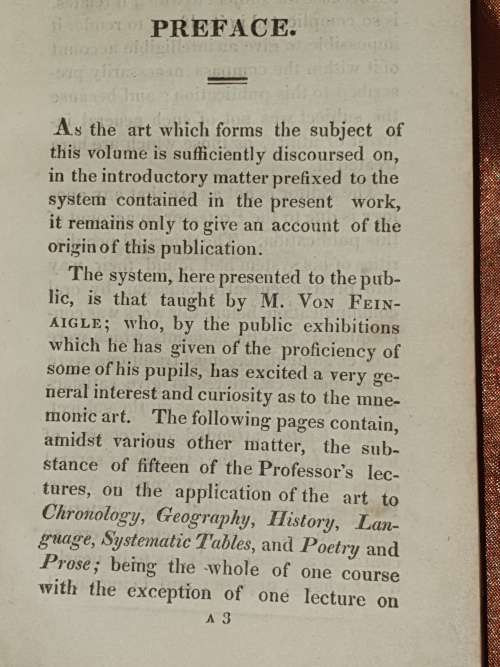 1st Ed 1812 - The New Art of Memory by M. Gregor von Feinaigle