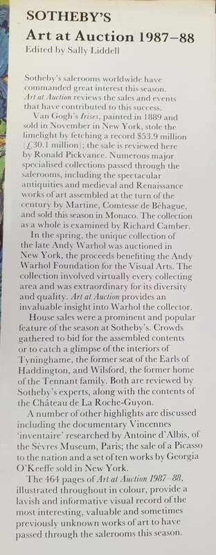SOTHEBY`S - ART AT AUCTION 1987 - 88 (LARGE VERY HEAVY BOOK)