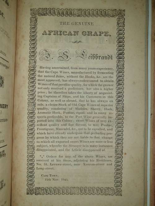 * 1849 * The Cape of Good Hope Almanac.