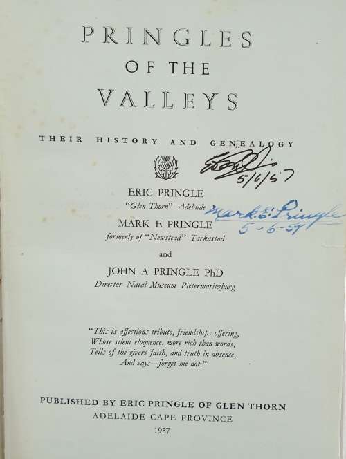 Ltd 20/1000 - Signed. Pringles of the Valley, Eric, Mark & John Pringle.