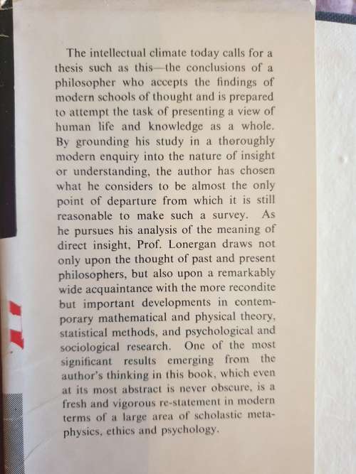 *1957* Insight. A Study of Human Understanding. Bernard J.F. Lonergan.
