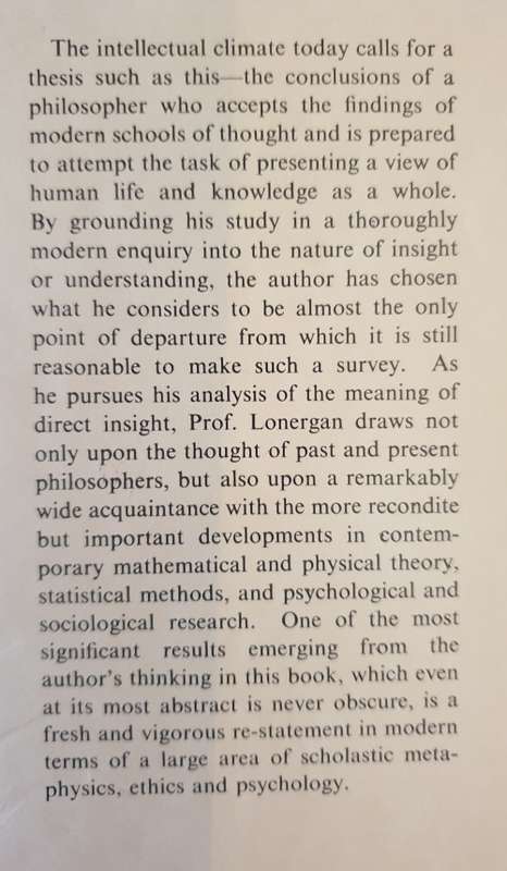 *1957* Insight. A Study of Human Understanding. Bernard J.F. Lonergan.