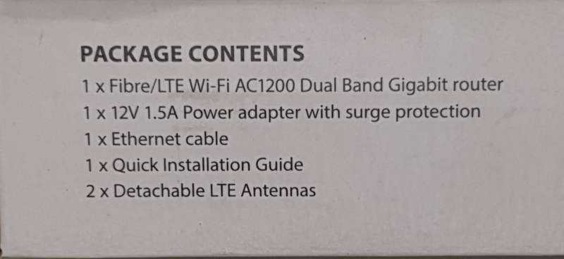 FIBRE/LTE Wi-Fi AC 1200 Dual Band Gigabit Router
