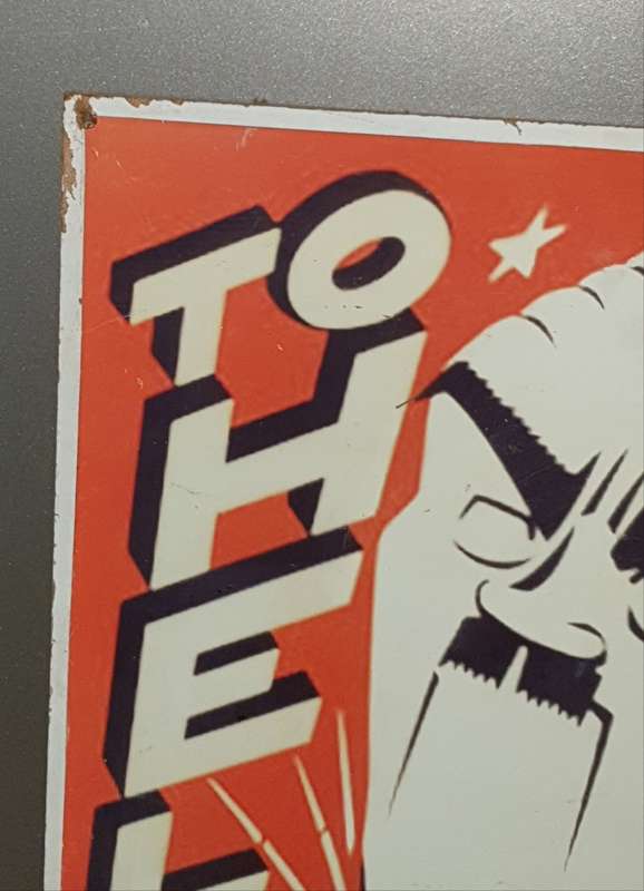 Large WW2 Poster on board - To Hell with Hitler.