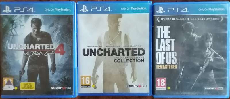 Naughty Dog Collection PS4. Uncharted 1-4 and The last of Us 1 Remastered.
