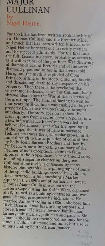Thomas Major Cullinan -  A Biography by Nigel Helme.