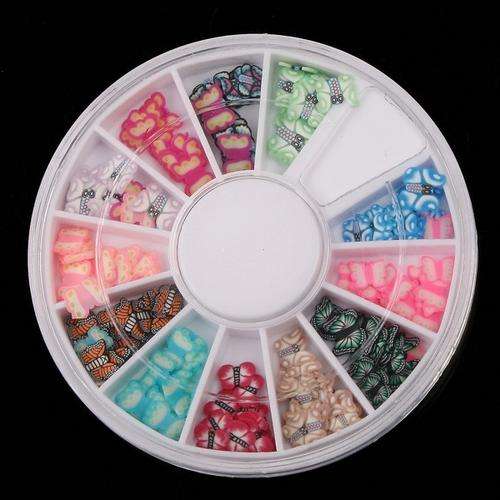 120 PCS 3D Mix Fimo Nail Art Decoration Tips polymer clay slices Wheel