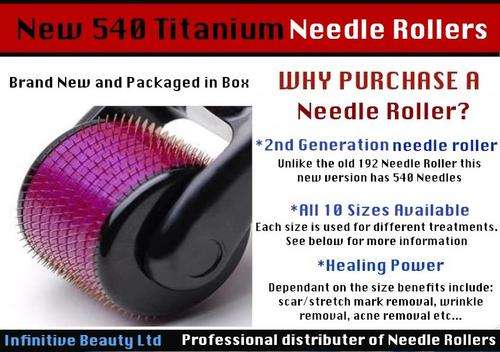 1.5mm Titanium Microneedle 540 Needle Roller Acne Skin Hair Loss Wrinkles Derma