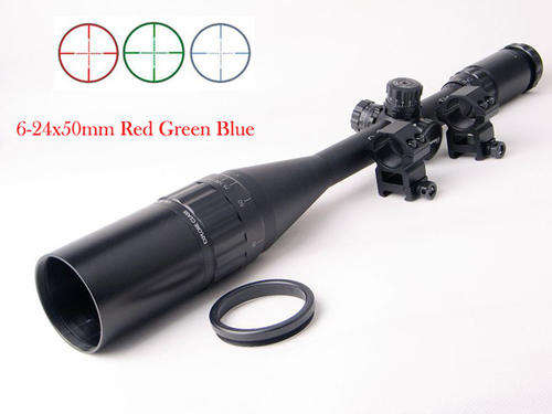 Sport 6-24x50 Red+Green+Blue Rifle Scope Sight/20mm weaver picatinny Mounts New