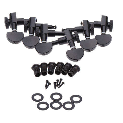Black Lock Semicircle Tuning Pegs Tuners Machine Heads 3R 3L Electric/Acoustic Guitar Parts