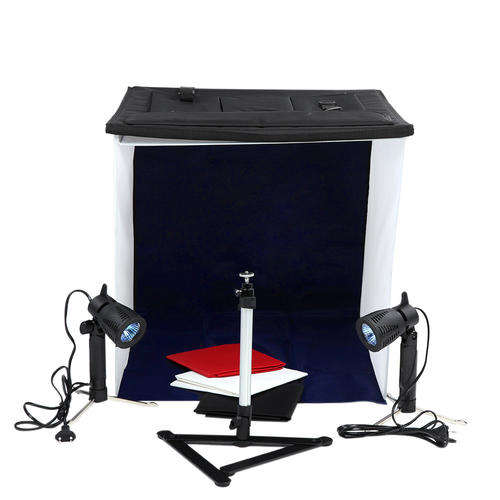 40cm / 16" Photo Studio Square Light Tent Kit Folding Square Light Tent + 50W Halogen Lamps (EU Plug