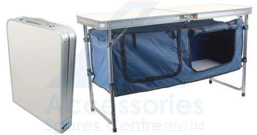 CAMPING ALUM.FOLDING TABLE W/CUPBOARD