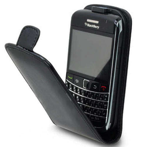 Black Leather Case Pouch Skin Protector Blackberry 9700