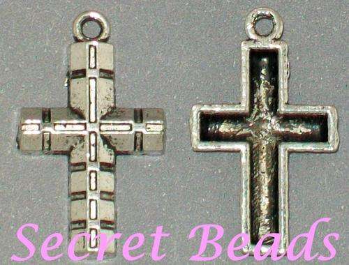 Antique Silver Cross Charm  - 1pc