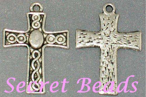 Antique Silver Cross Charm - 1pc