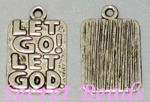 Antique Silver "Let Go! Let God." Charm Disk - 1pc