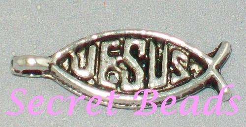 Antique Silver "Jesus" Fish Charm - 1pc