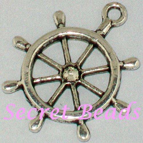 Antique Silver Boat Wheel Connector/Charm