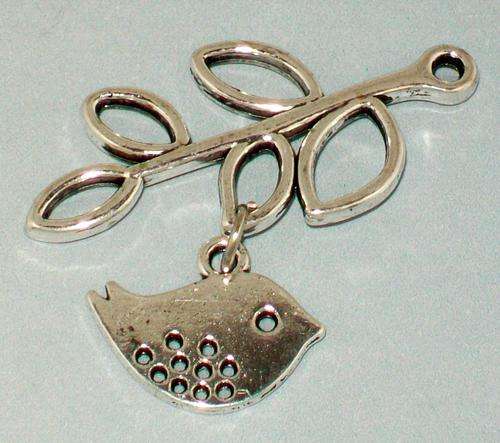 Antique Silver Infinity "Bird on Branch" Connector - 1pc