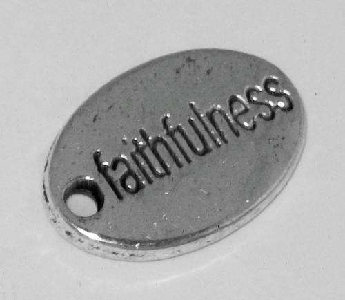 **SALE** Antique Silver Oval "Faithfulness" Double-sided Message Charm - 1pc