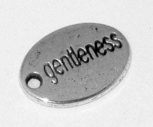 **SALE** Antique Silver Oval "Gentleness" Double-sided Message Charm - 1pc