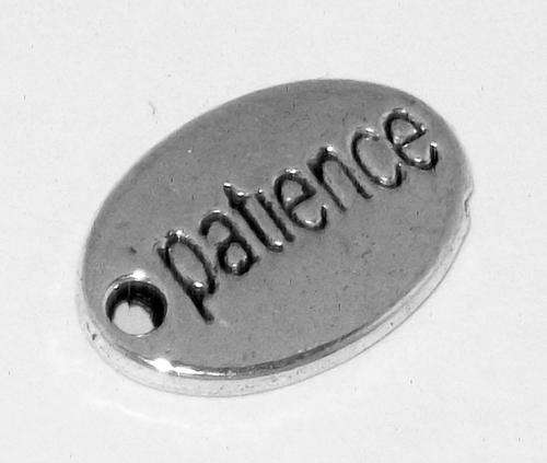 **SALE** Antique Silver Oval "Patience" Double-sided Message Charm - 1pc