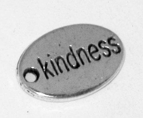**SALE** Antique Silver Oval "Kindness" Double-sided Message Charm - 1pc