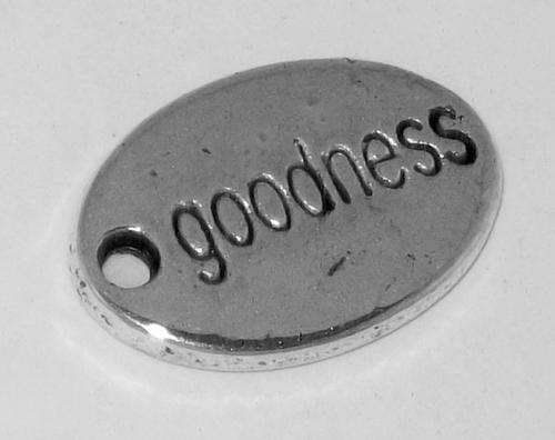 **SALE** Antique Silver Oval "Goodness" Double-sided Message Charm - 1pc