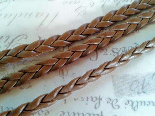 5mm - Brown Synthetic Braided Leather Cord - 1m