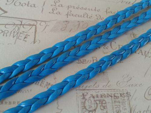 5mm - Blue Synthetic Braided Leather Cord - 1m