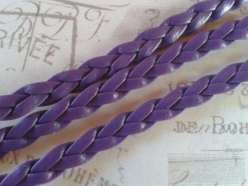 5mm - Purple Synthetic Braided Leather Cord - 1m