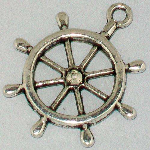 Antique Silver Boat Wheel Infinity Charm/Connector - 1pc
