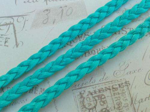 5mm - Turquoise Synthetic Braided Leather Cord - 1m