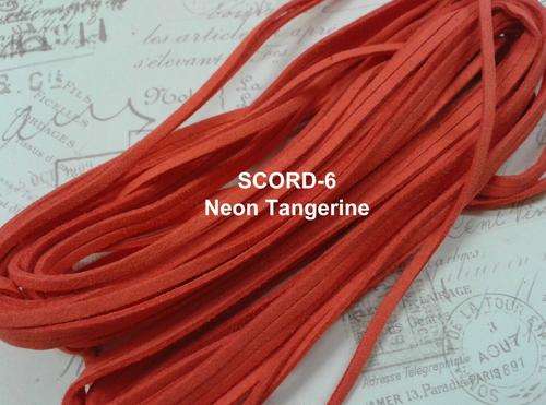 Neon Tangerine - 1.5 X 2.7mm Suede velvet leather cord - 1m