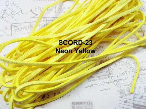 Neon Yellow - 1.5 X 2.7mm Suede velvet leather cord - 1m