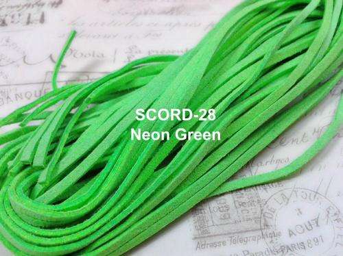 Neon Green - 1.5 X 2.7mm Suede velvet leather cord - 1m