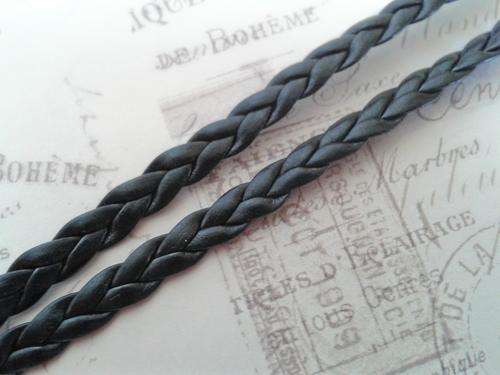 5mm - Black Synthetic Braided Leather Cord - 1m