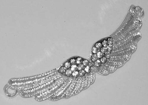 Silver Plated Wing Infinity Connector - Diamond-cut Rhinestones