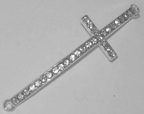 Antique Silver Cross Infinity Connector - Diamond-cut Rhinestones