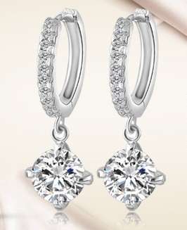 18K Silver / Gold Plated Cubic Zirconia Hoop Earrings - 3 pairs