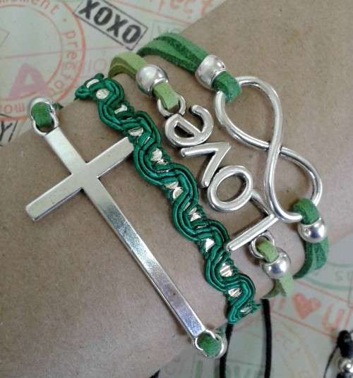 *** CLEARANCE SALE ***  Infinity Bracelet - Shades of Green