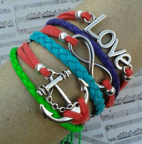 *** CLEARANCE SALE ***  Infinity Bracelet - Green, Burned Orange, Blue, Purple