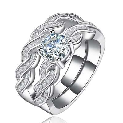 *** Exquisite *** AAA+ CZ - 925 Silver Plated Silver Ring Size 6 / 7