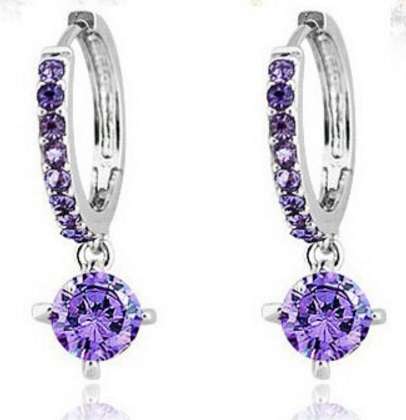 18K Silver / Gold Plated Cubic Zirconia Hoop Earrings - 3 pairs