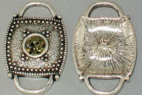 *** CLEARANCE SALE *** Antique Silver Connector - Green Rhinestone
