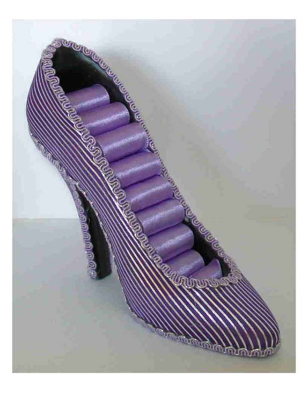 SALE - Ring Display - Purple Satin with Silver Stripes